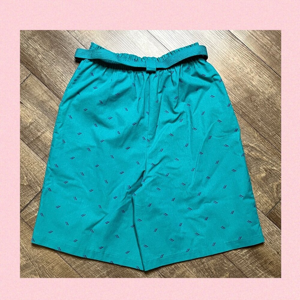 Vintage 80s Blair Warren, PA Boardwalk Shorts Geometric Squares & Belt s/Medium